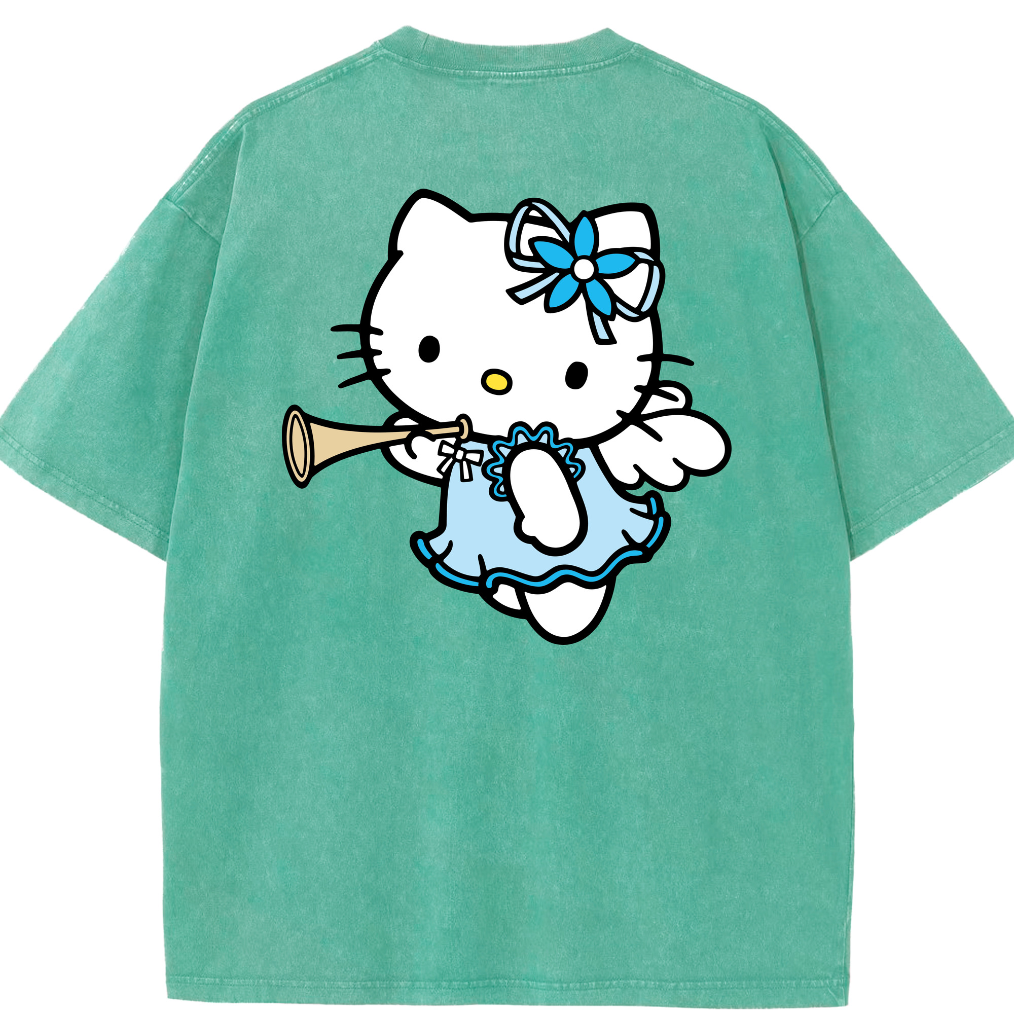 （画像用） Hello Kitty ハローキティ 綿100% ヴィンテージ風 半袖Tシャツ（背面プリント）